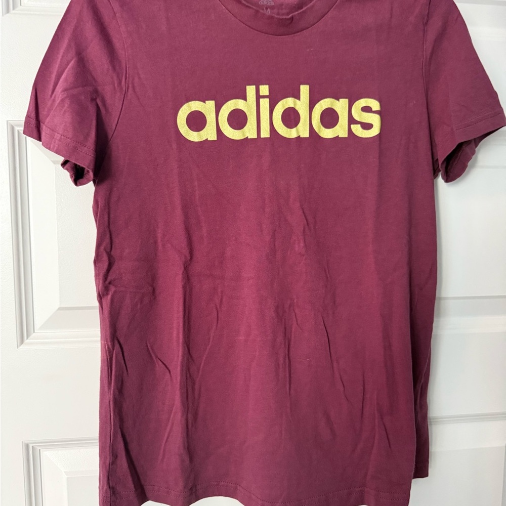 Adidas Burgundy Tee with Yellow Accents